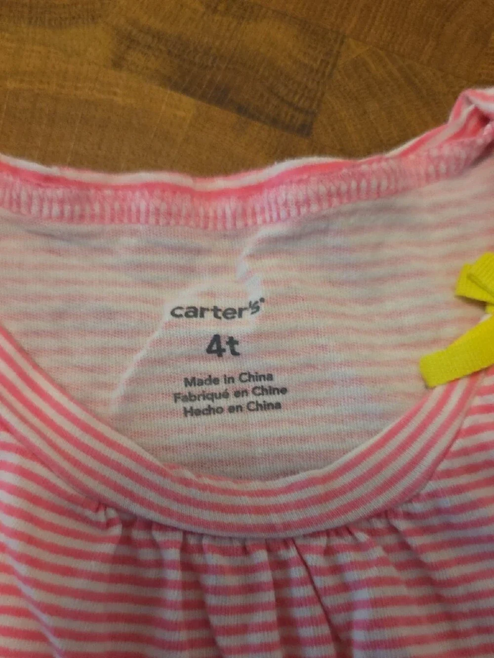 10 / $10 Carter's Pink Striped Tank with Yellow Bow Accent